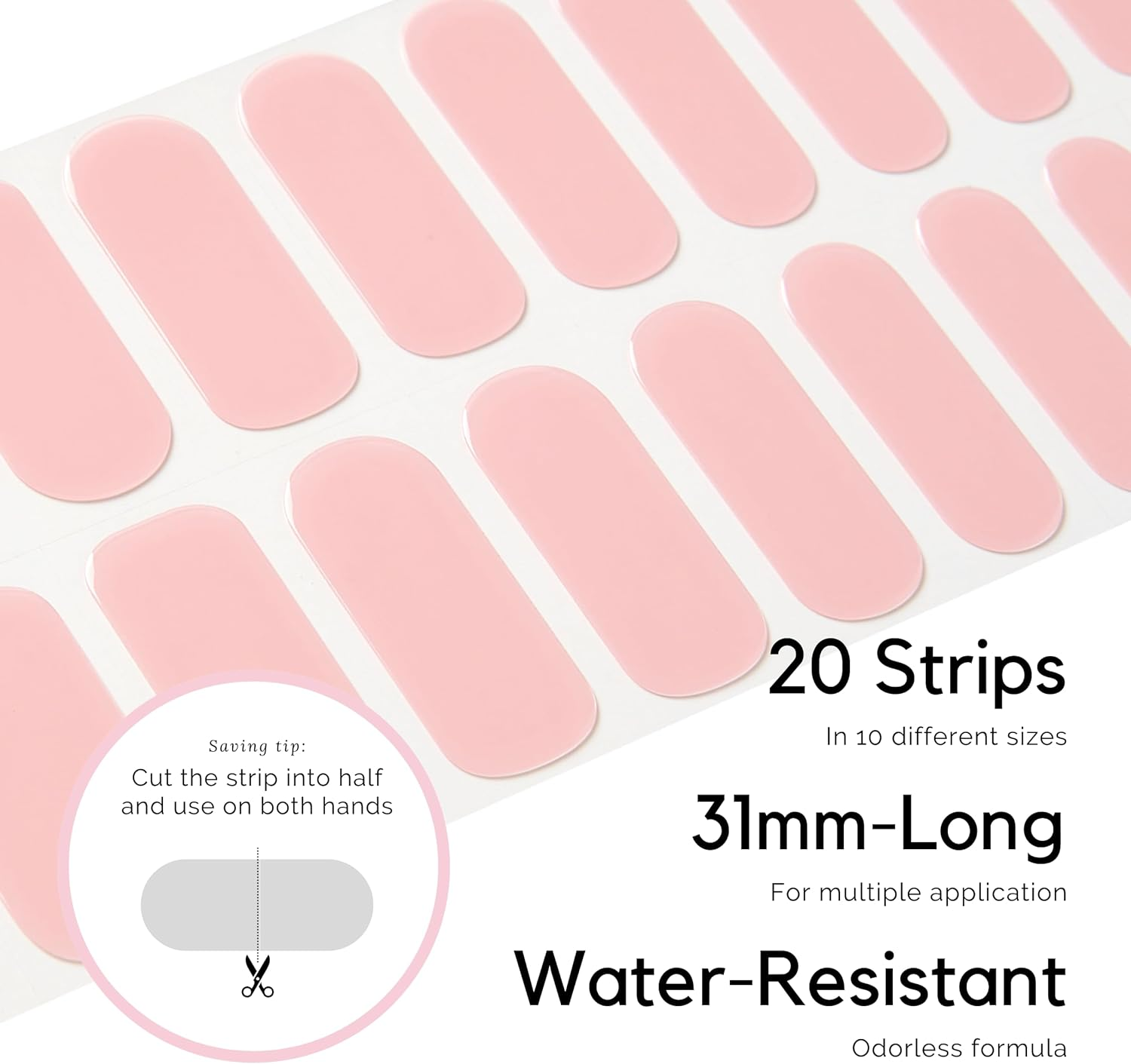 NAILOG Semi Cured Gel Nail Strips (20 Extra Long Stickers/Wraps) | Glossy & Long Lasting Soft Gel Finishing -Rosy Veil - Bicerin image number 2