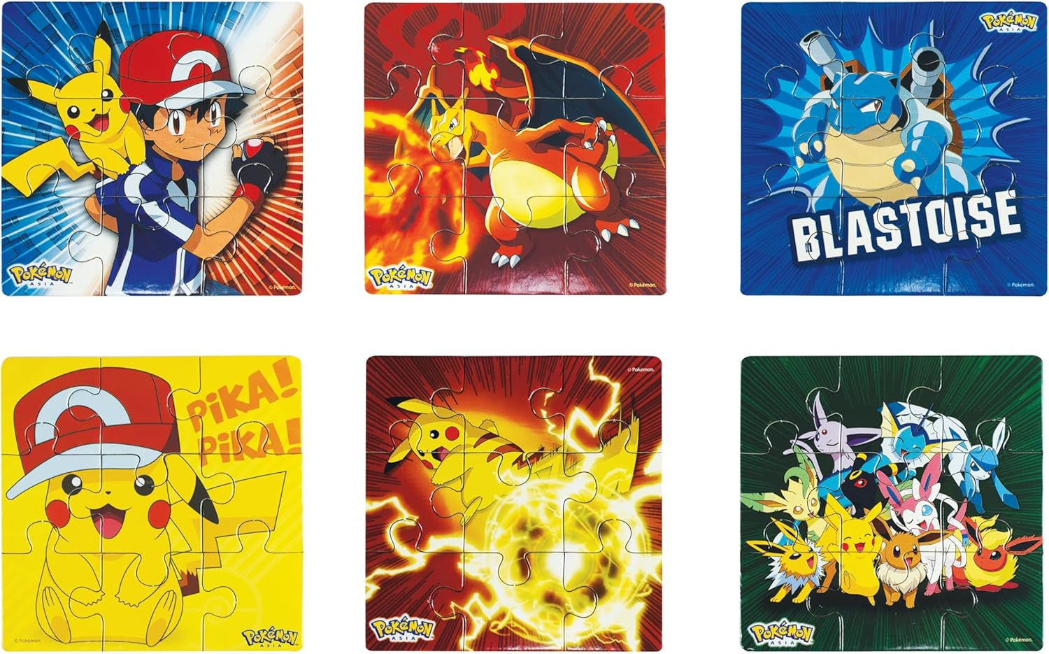 Pokemon Style Characters Zigsaw Puzzle, Pack of 6, Total 96 Pieces, Assortment 2 image number 4