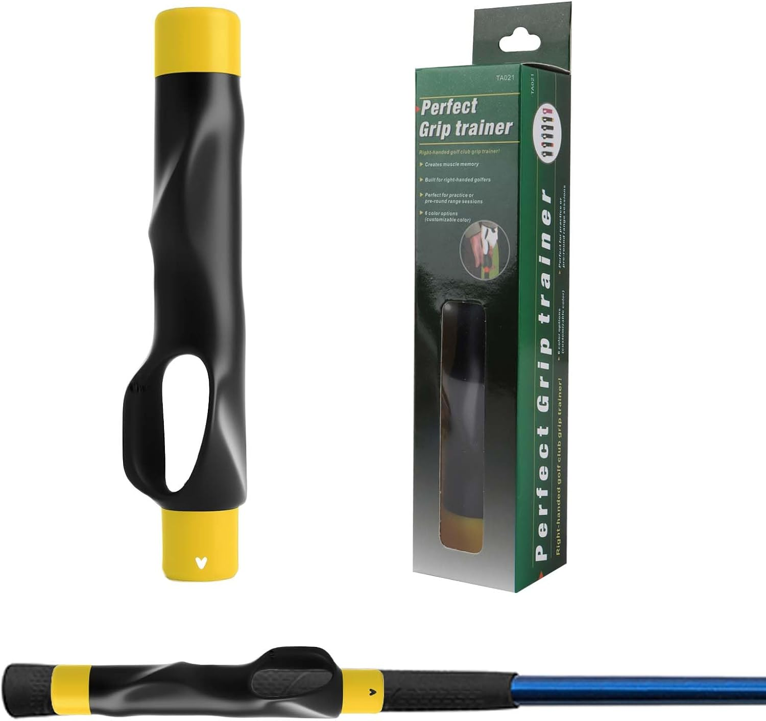 Bushhaven Golf Grip Trainer, Yellow Professional Golf Training Aid for Indoor & Outdoor Practice, Ideal Golf Club Attachment for Beginners & Advanced Players to Correct Hand Positioning