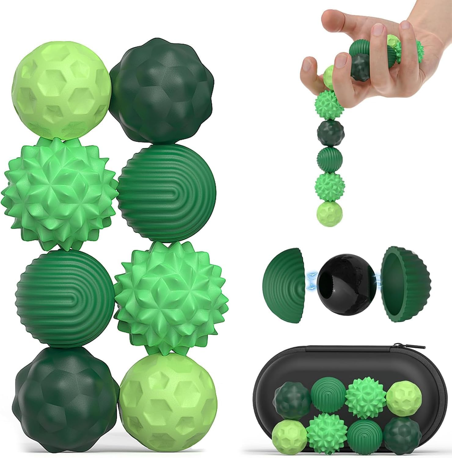 Magnetic Sensory Fidget Ball Toy, Anti-Stress Silicone Ball Toy 8 PCS, Motor Skills Toy with Multi Texture, Peace of Hands and Anxiety Mind, Fun Stress Free Magnet Balls, for Adults and Teens (Pink)