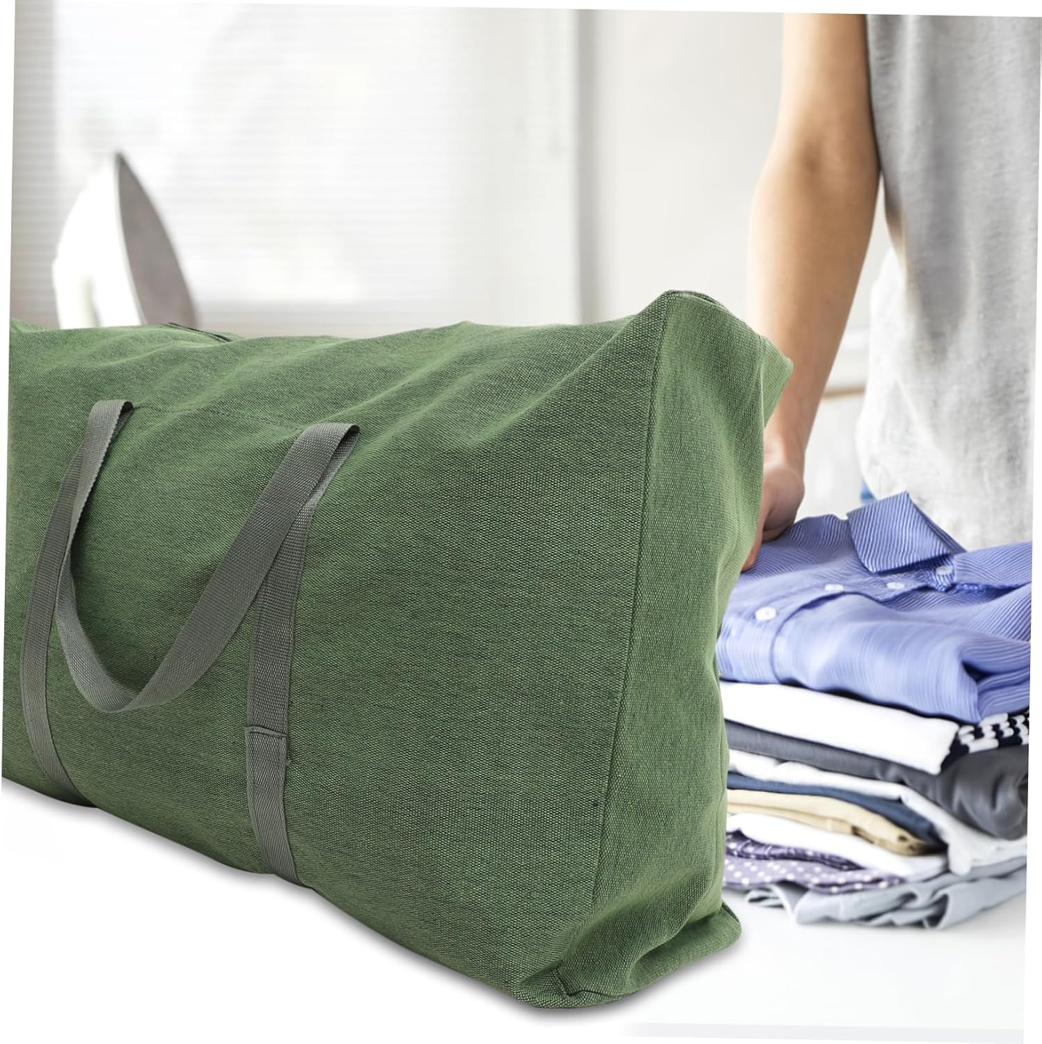 Outanaya Large Capacity Travel Duffle Bag Canvas Luggage Olive Green Military-Style Heavy Duty Carry Handle Weekender Bag for Moving Storage and Travel Random Color image number 1