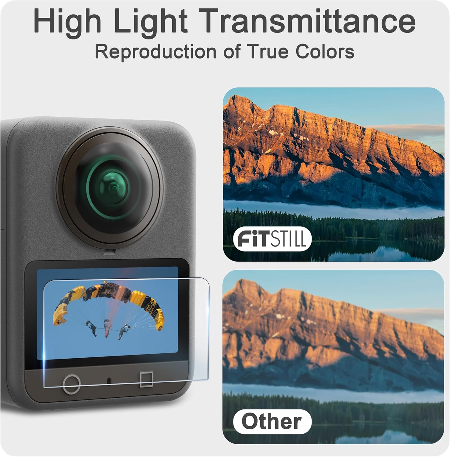 Fitstill Screen Protector 3 Set for DJI OSMO 360, Optictempered Glass 9H Hardness HD Anti-Fingerprint，Osmo 360 Accessories image number 3