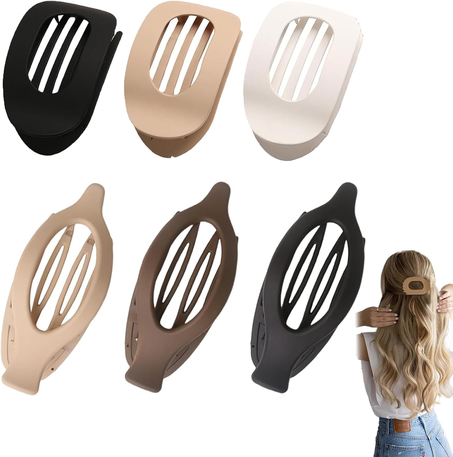 Pack of 6 Flat Hair Clips, Hair Clip, Claw Clip, Strong Hold Side Hair Clips with Flat Hair Clips and Duck Clips, Ideal for Any Occasion, Office, School, Home, Holiday, Trips image number 2