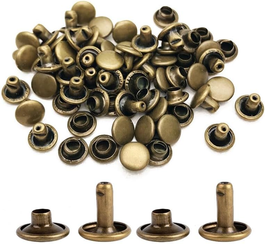 60 Sets Double-Cover Cap Leather Rivets Silver, Metal Fashion Leather Mushroom Studs for Fabric Belts Pet Collars Boot Repairs Decorations