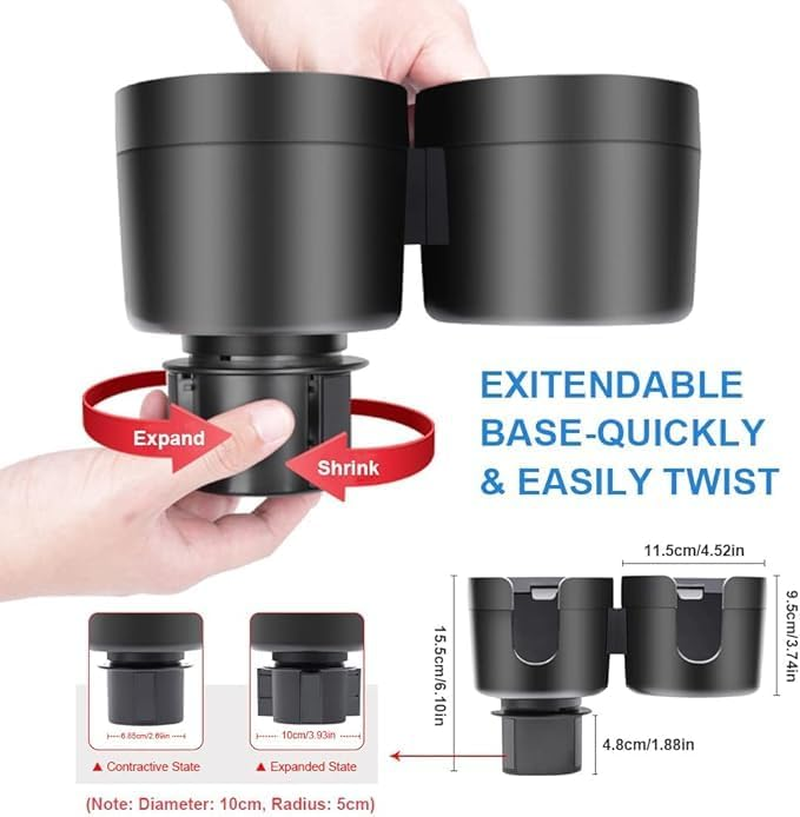 2-In-1 Multi-Functional Car Cup Holder Extender, Expandable Base Cup Holder Organizer, Adjustable Base, Suitable for Beverages/Phones/Wallets, Universal for Cars/Trucks/Golf Carts image number 5