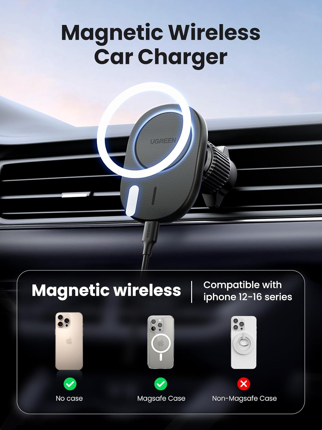 UGREEN Magsafe Car Mount Charger image number 2