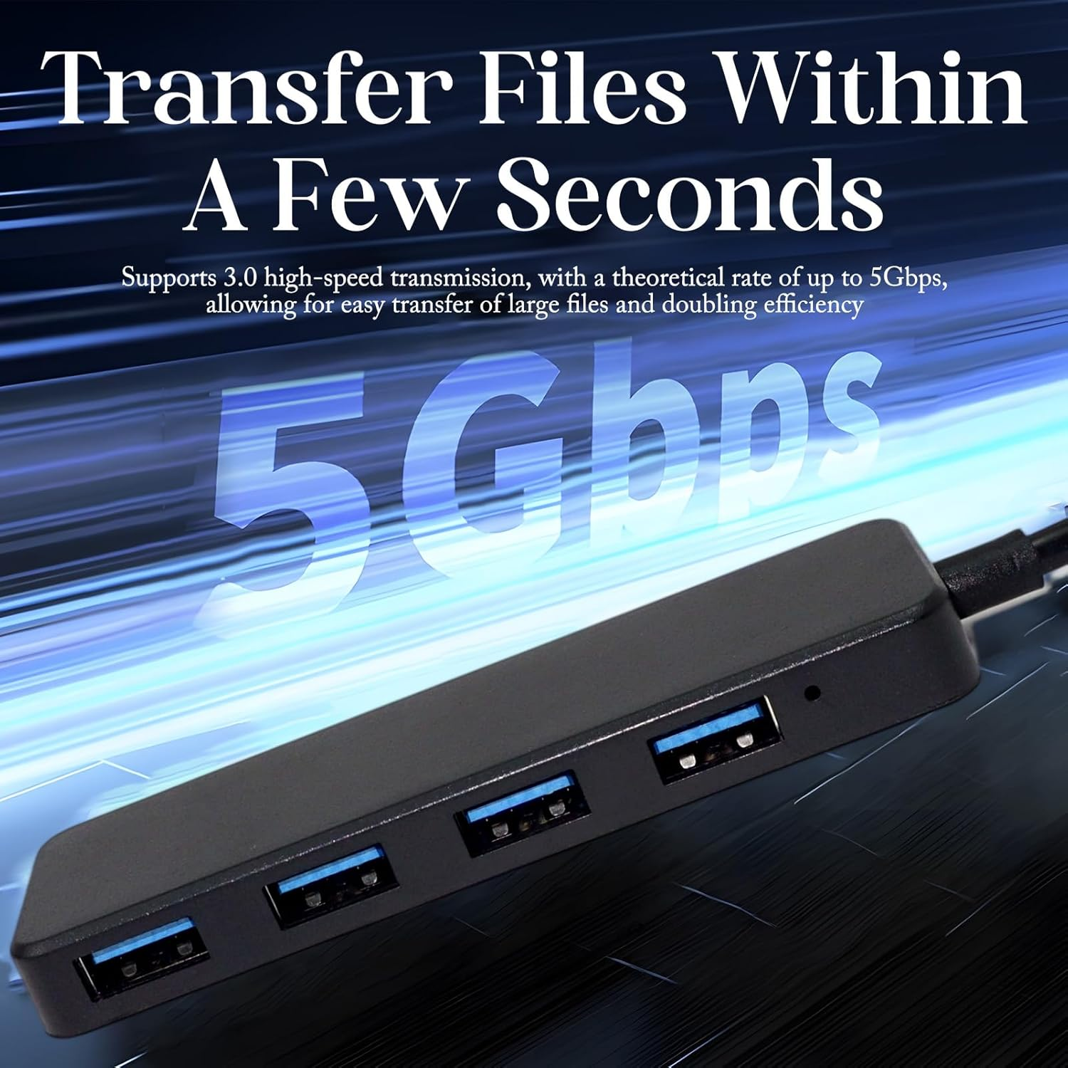 4 Ports USB 3.0 Hub, Type a Splitter Multiport Adapter Splitter Extender - High Speed Data Transfer Expansion - Plug Play Portable Design - Laptop Desktop Computer Accessories Docking Station image number 1