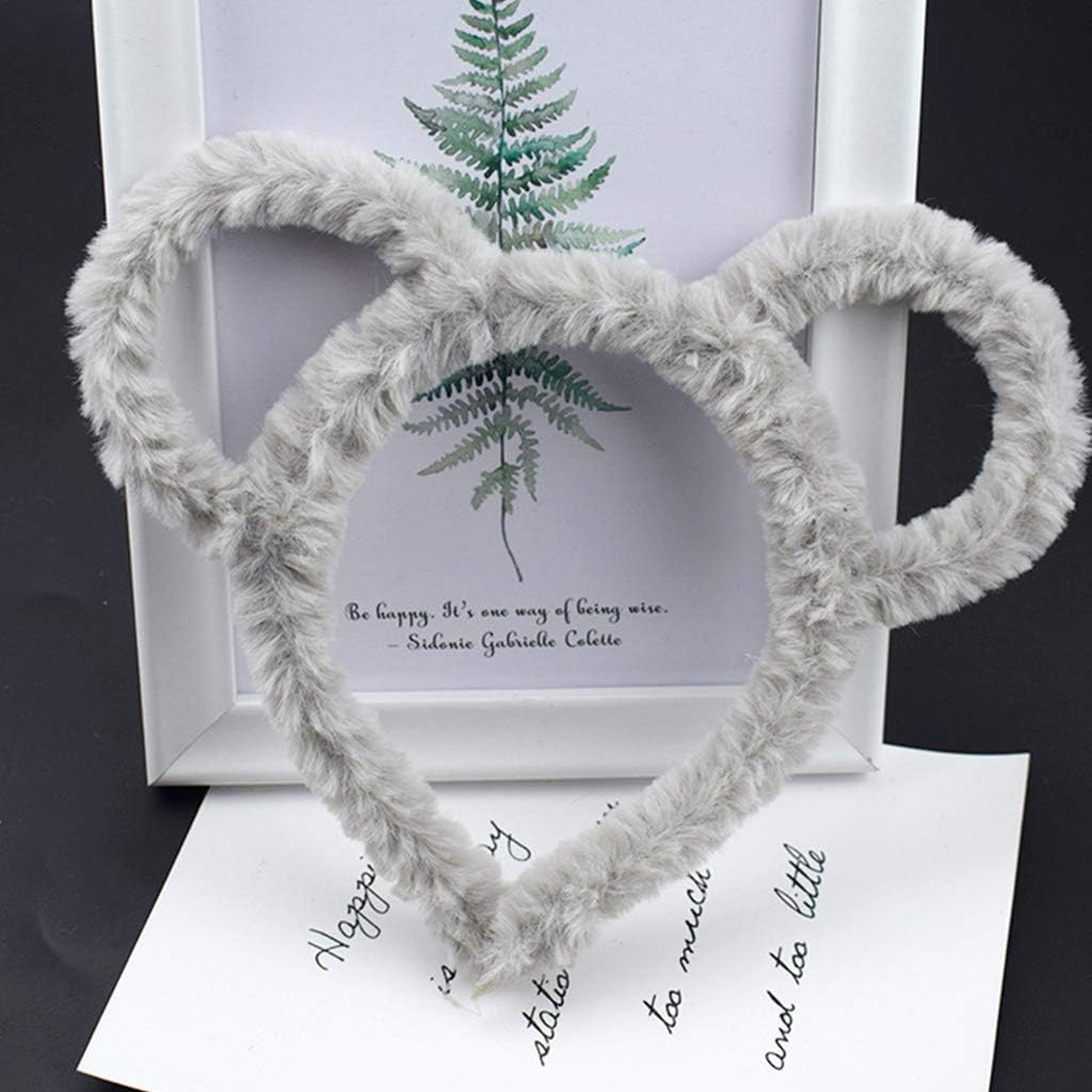 Oilmal Hair Hoop, Women Winter Thick Plush Headband round Mouse Bear Ears Makeup Hair Hoop Bandana Pink - Pink image number 5