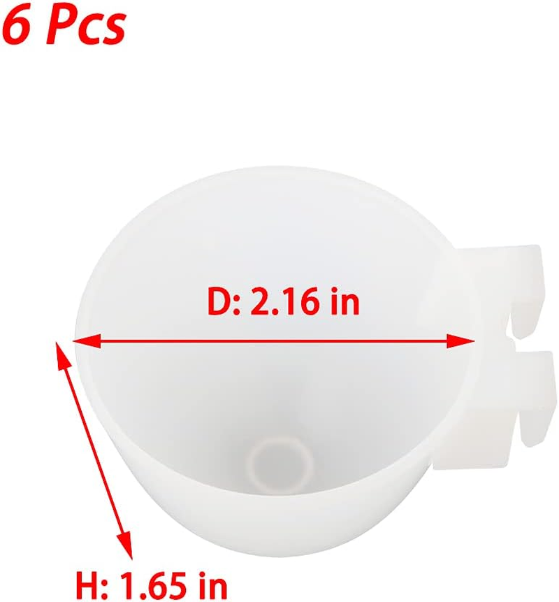 6 Pcs Mini Bird Food Bowl Feeder, Parrot Convenient Hanging Container, Plastic Pigeon Bird Cage Dish (White) image number 3