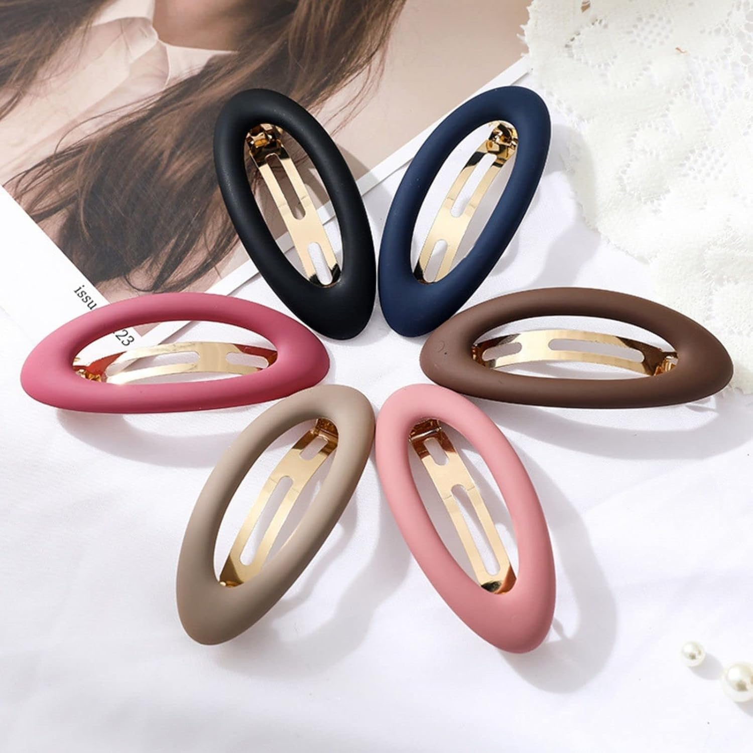 Large Hair Clips for Women Matte Ellipse for Thin Hair French Hair Clip Cute Hair Styling Clips Non-Slip Strong Hold Vintage Hair Accessories Gifts for Women Girls image number 1