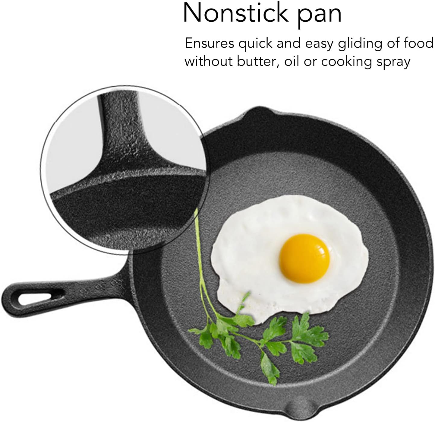 Cast Iron Skillet 3 Piece Set, Nonstick Frying Pan Set Nonstick Omelette Skillet with Handle Used on the Stovetop Campfire for Frying Stir Frying Cooking Grilling image number 3