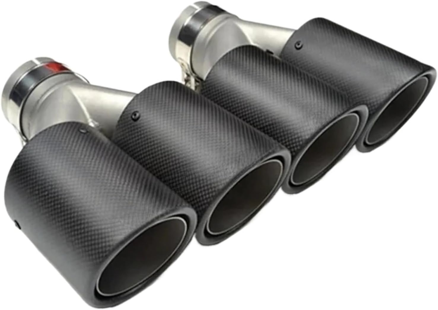 1PCS Universal DUAL Exhaust Tip Matt Carbon Fiber Exhaust Tip Tail Quad Exhaust Muffler Tip(57 in 101 OUT) image number 2