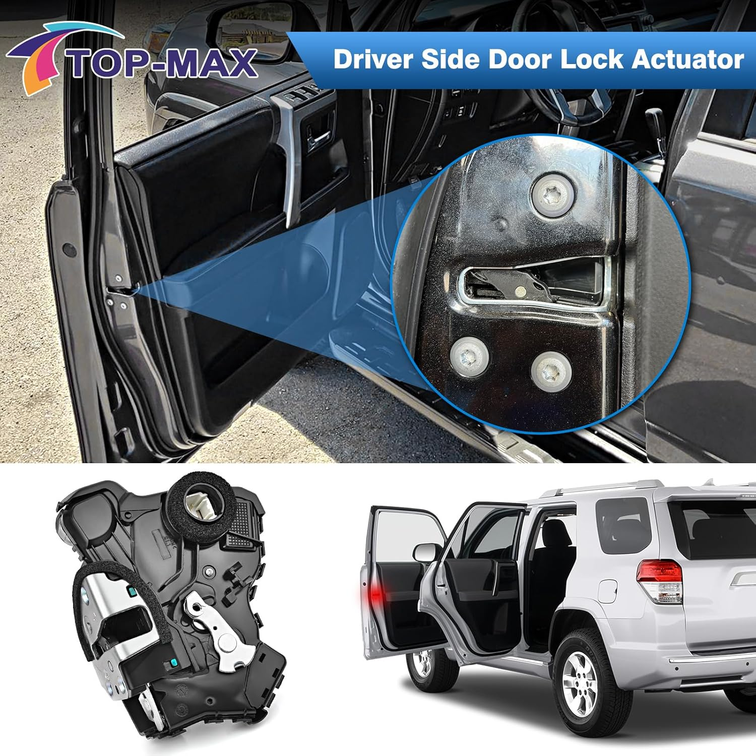 TOP-MAX Door Lock Actuator Motor Compatible with Lexus Scion Toyota 4Runner Camry Corolla Highlander RAV4 Sequoia Sienna Tundra Matrix, Front Left Driver Side Replaces 69040-0C050,69040-06180,931-401 image number 4