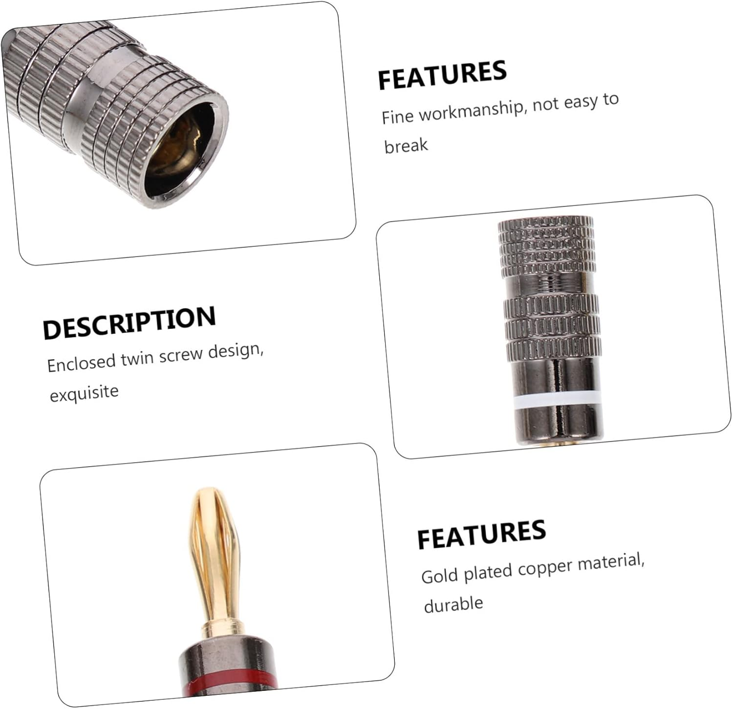 Angoily 10Pcs Gold Plated 4Mm Banana Plugs Speaker Wire Connectors Audio Jack Adapter for Home Theater and Hi-Fi Sound Systems in Australia image number 4