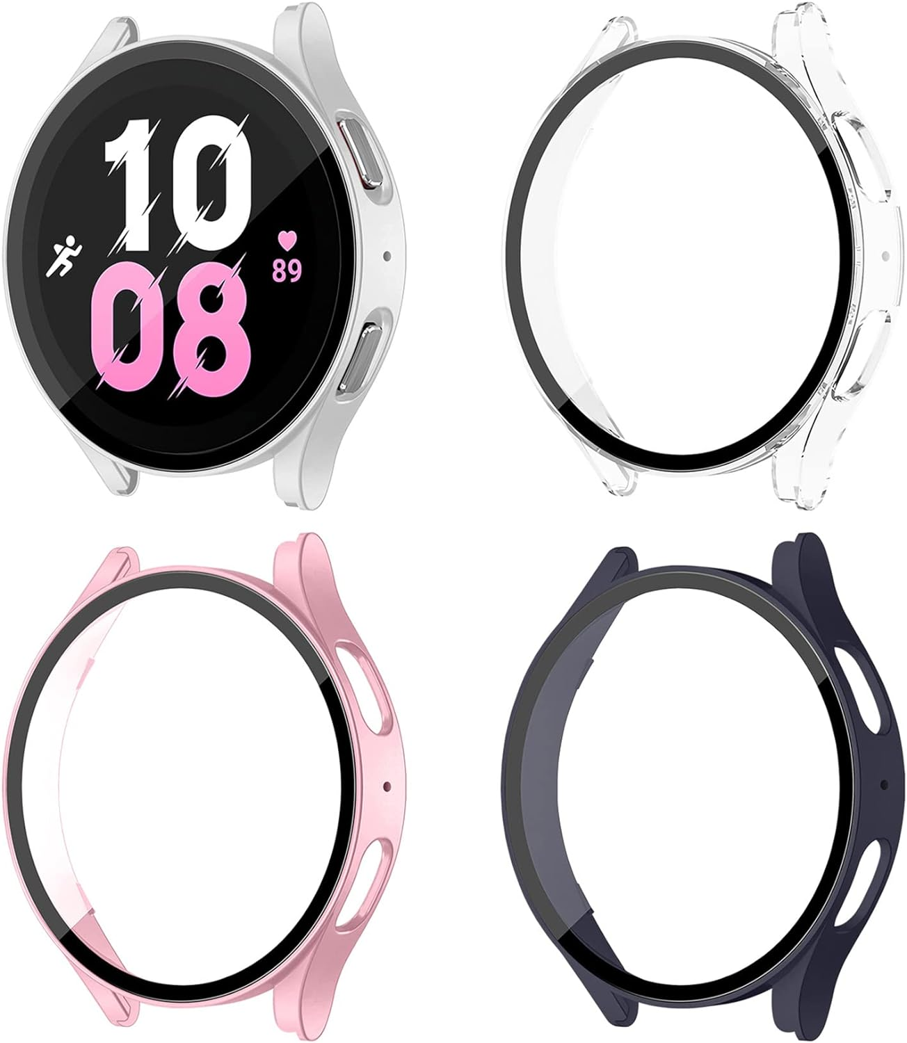[4 Pack] for Samsung Watch 5/4 Case Screen Protector 40Mm,Hard PC Case with Tempered Glass Screen Protector for Samsung Galaxy Watch 5 40Mm/Galaxy Watch 4 40Mm Smartwatch Accessories
