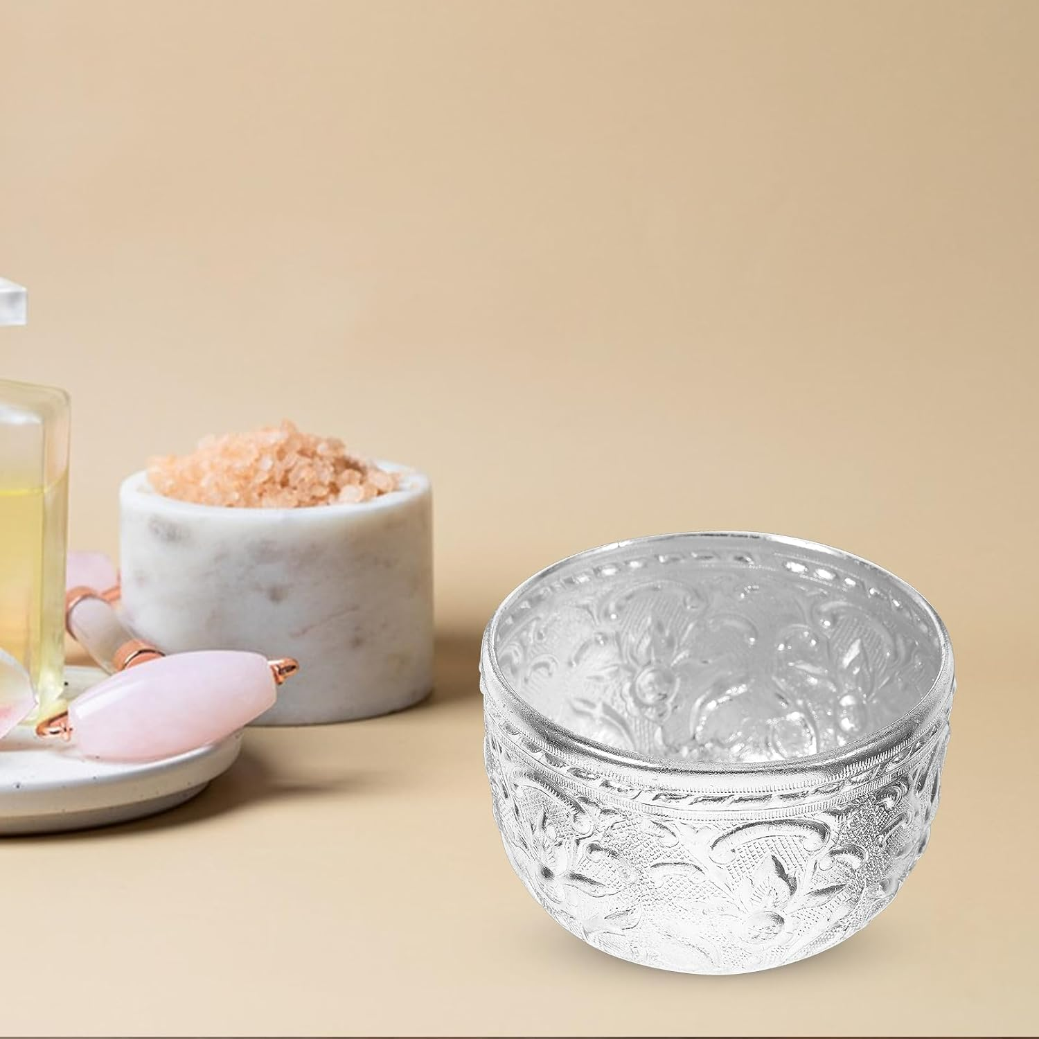 HOMSFOU 3Pcs Thai Bowl Offering Bowl Thai Rice Serving Bowl Spa Decor Retro Decor Aluminum Water Bowl Vintage Decor Golden Bowl Bathroom Decorations Carved Tin Bowl Multipurpose Condiment image number 5