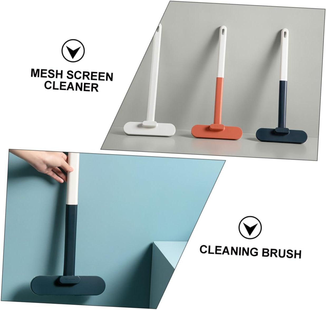 GANAZONO Window Screen Cleaning Brush Mesh Screen Cleaner Wide Scrubber Head Fine Plush Bristles Wet and Dry Dual-Use Cleaning Tool Sofa Surfaces White Blue image number 5
