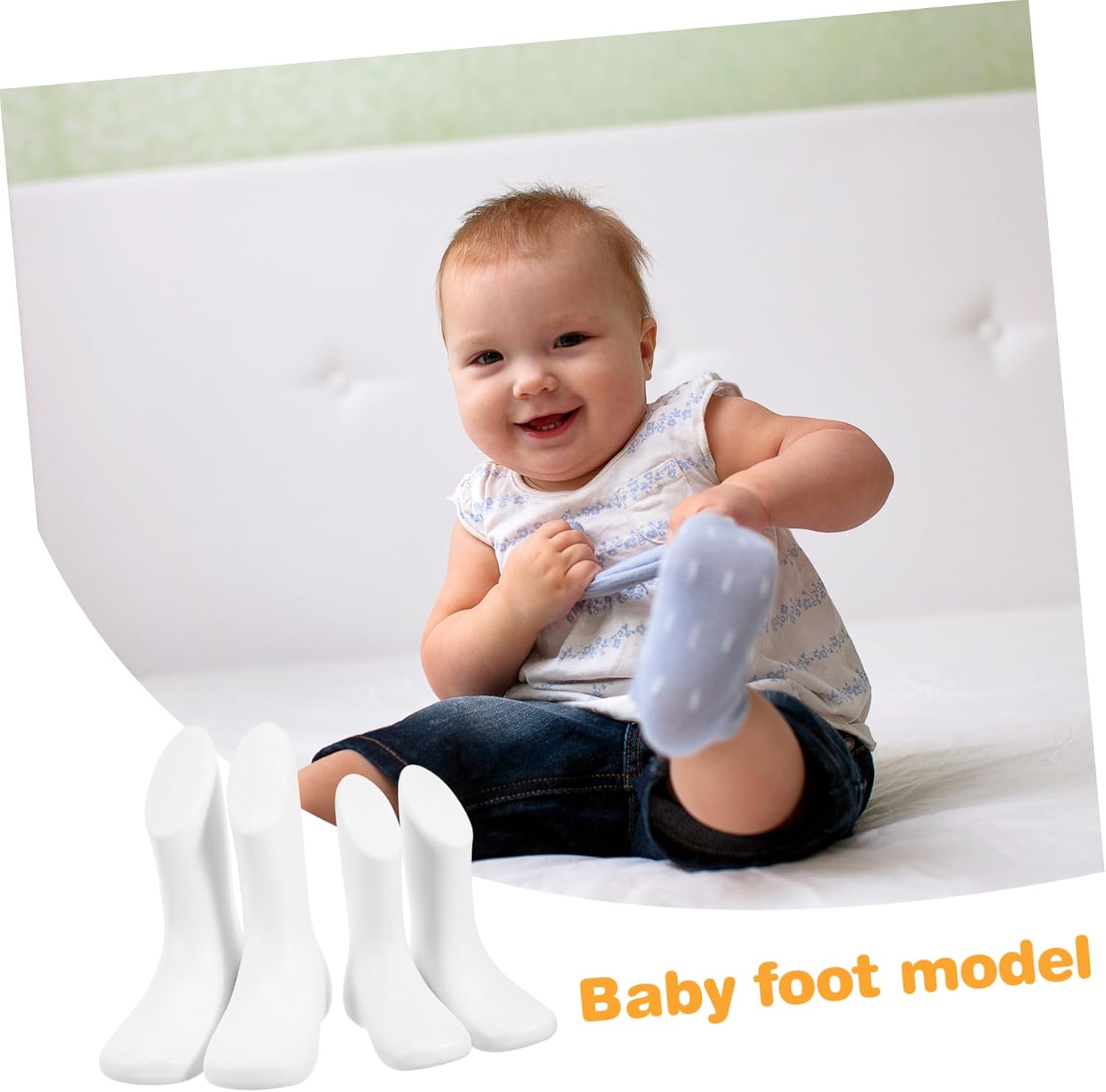 4Pcs Baby Foot Mannequin Display Models Small Plastic Toddler Shoe Store Accessory White and Skin Tone 11.5Cm 14Cm Abstract Feet for Retail Display image number 4