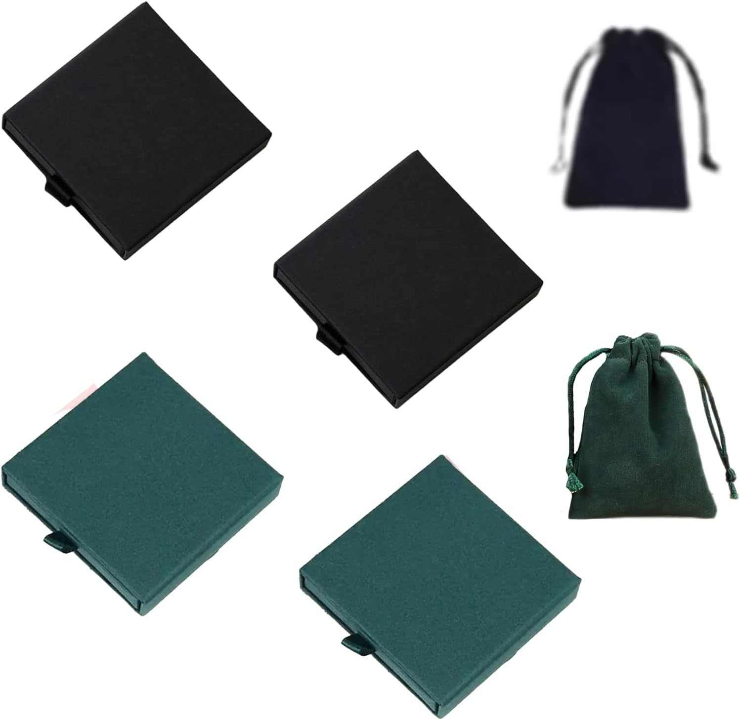 6 PCS Small Gift Box Set with Lids, Necklace Box and Jewellery Storage, Includes Black and Dark Green Gift Boxes with Drawstring Bags for Jewellery Presentation and Organisation image number 4