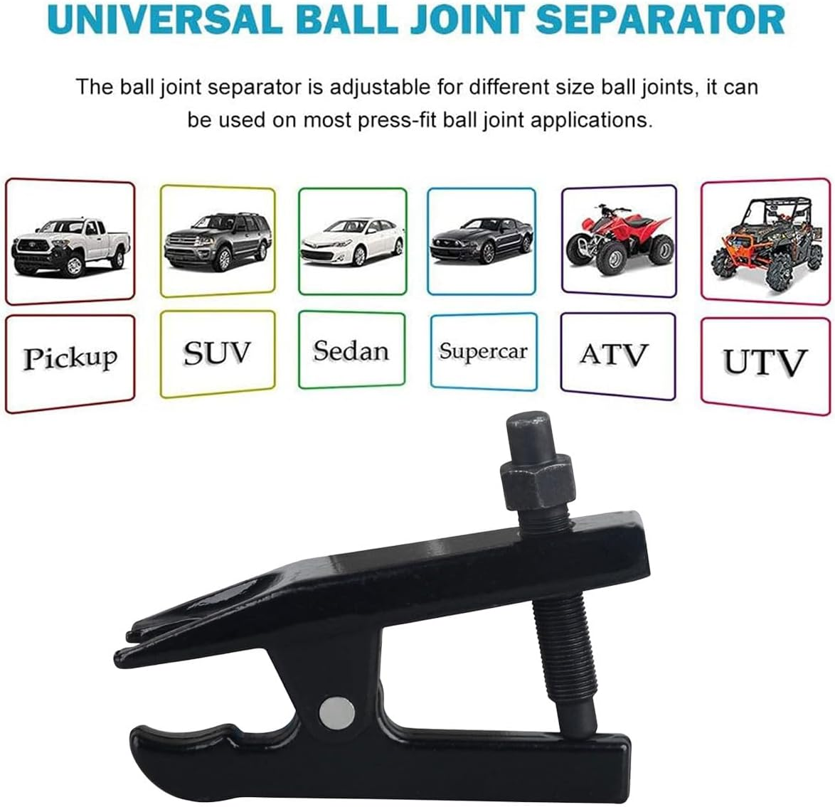 AIMALL Heavy Duty Ball Joint Extractor Tool, 6.1In Steel Auto Repair Separator Kit for Hem Arms and Spindle Supports, Universal Removal Tool for SUV Sedan Pickup Front Suspension image number 6