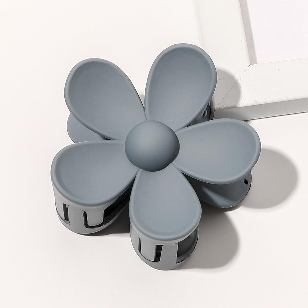 1 X Women'S Flower Hair Clips, Flower Hair Pin, Hair Clips, Non-Slip Plastic Hair Claws, Hair Accessories, for Women and Girls for Daily Wear, Blue Grey image number 5