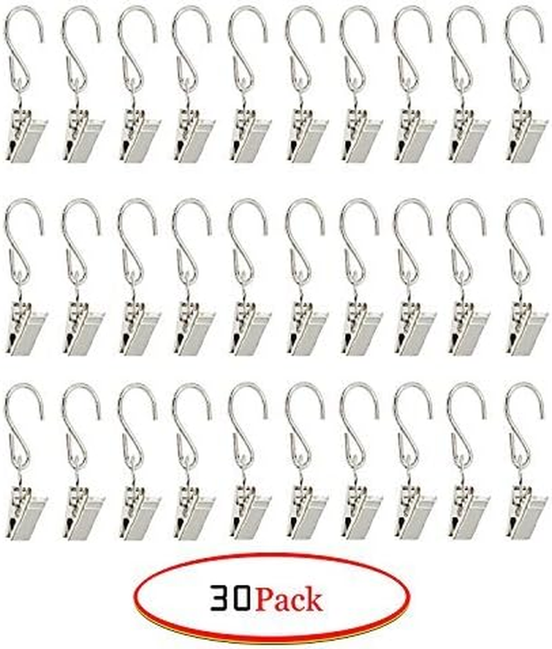Stainless Steel S Hooks Curtain Clips,30 Pcs Hanging Party Lights Hangers, Curtain Hooks, Apply to Outdoor Light Strings Hooks Courtyards Camping Tents Christmas Decorations Clips image number 4