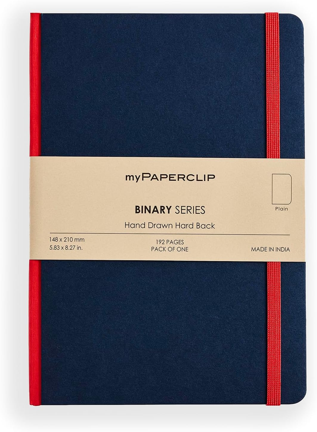 Mypaperclip Binary Series Notebook, Section Thread Bound, Hand Drawn Hard Cover, A5 (148 X 210 Mm, 5.83 X 8.27 In.) Plain, BSH192A5-P Black Hard Cover, Red Spine image number 7