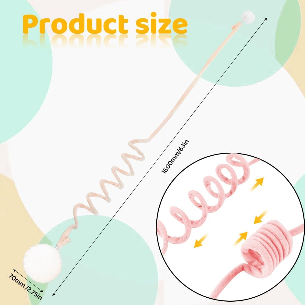 Adiwo Cat Plush Hanging Toy, Pack of 2 Interactive Cat Toys with Bell, Adjustable Retractable Wand, Safe & Durable for Indoor Use