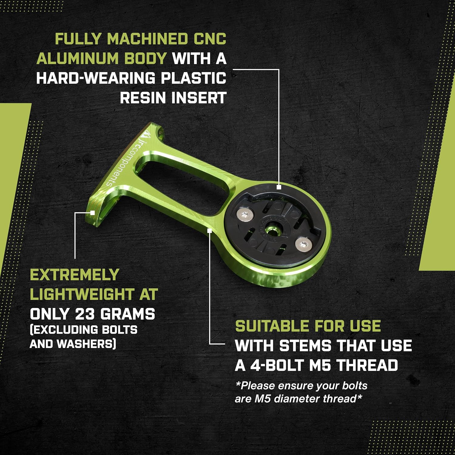 JRC Components Stem Out Front Mount | Compatible with Garmin Edge Series Devices | Lightweight CNC 6061 Aluminium Body - Orange image number 4