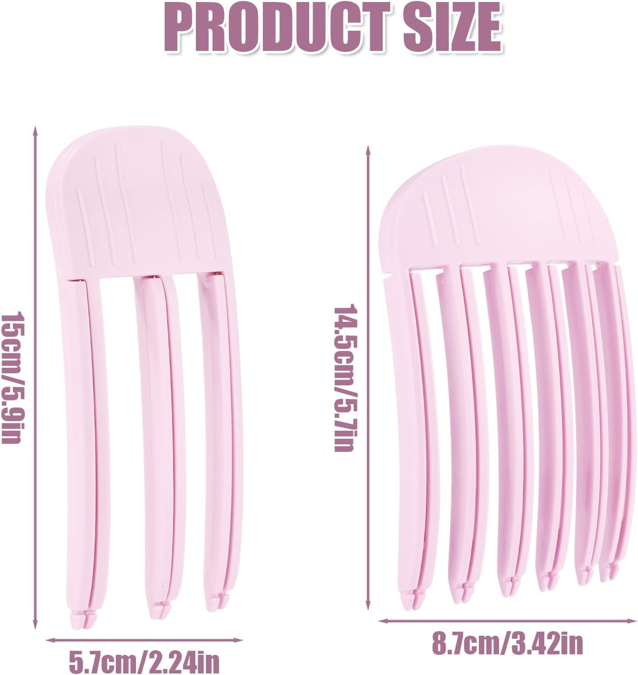 2Pcs Wind Shaping Styling Comb, Pink Fluffy Bangs Comb Include Three-Tooth & Six-Tooth Comb Portable Fluffy Bangs Styling Comb for Women Men image number 6