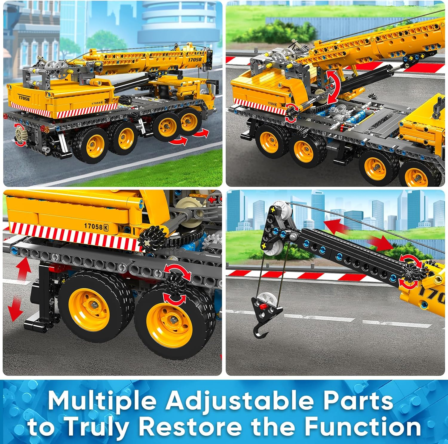 Mould King 17058 Technik Crane Building Blocks Kit, 997 Pieces Crane Truck Constration Model, DIY Toy Collectibles/Exhibition/Gift Car for Adult/Kids