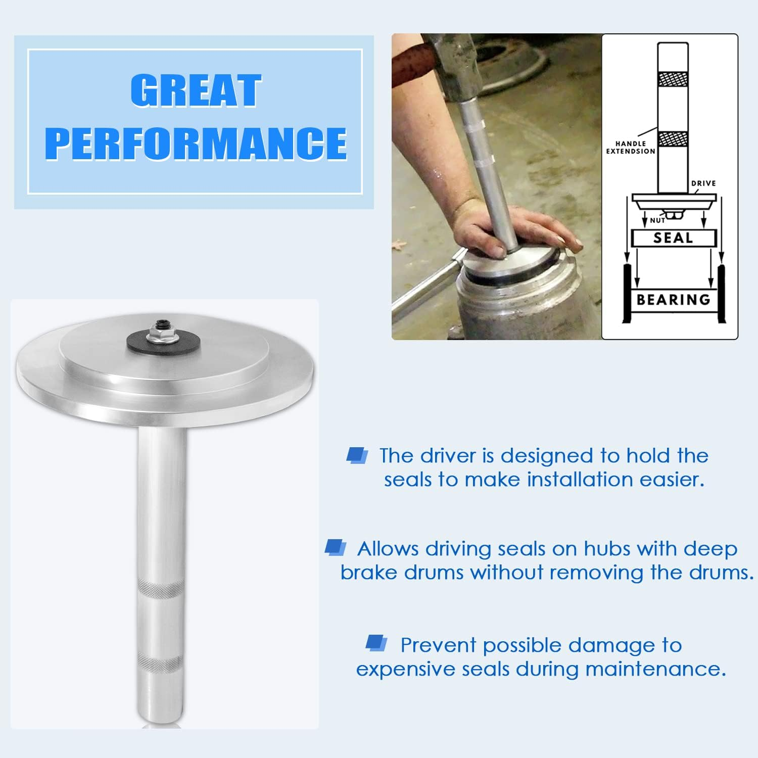 Yoursme 61850 Truck Hub Seal Installer Kit Compatible with Size Seals for Class 7 and Class 8 Trucks Trailers and Some Medium Duty Trucks 5PCS image number 5