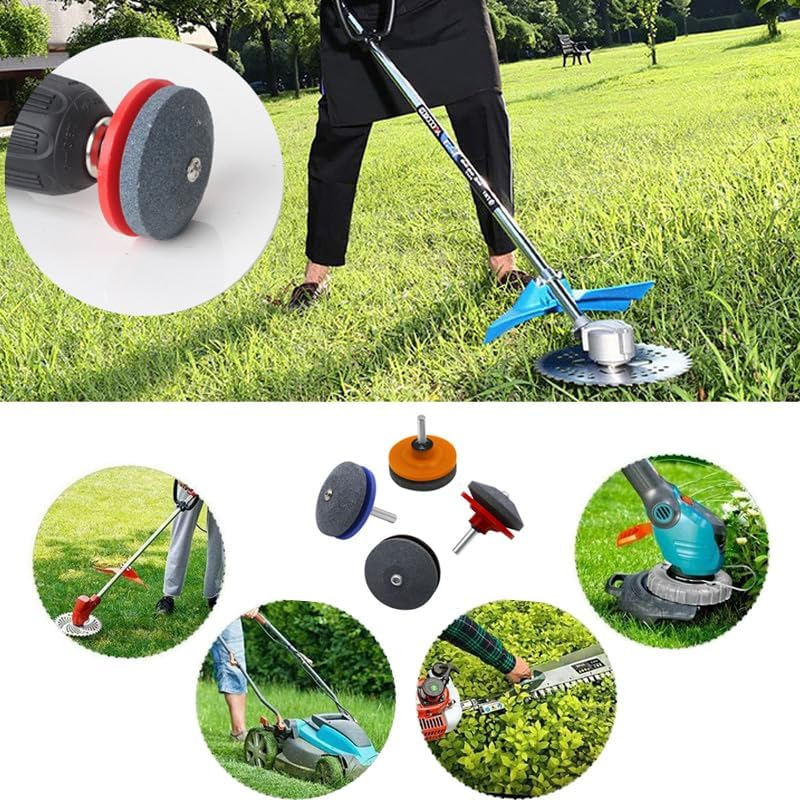 WADY 4Pcs Universal Lawn Mower Blade Sharpener & Balancer,Multi-Sharp Rotary Tool for Power Drill, Hand Drill, and Lawnmower Blades,Durable Lawn Mower Blade Sharpeners for Precision Sharpening image number 1