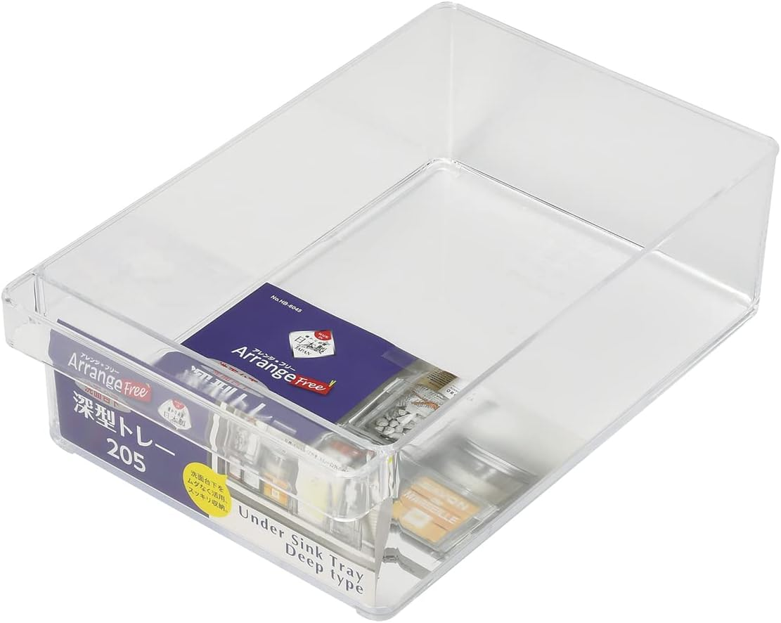 Pearl Metal HB-6046 Storage Tray, Deep, Slim, Width 3.9 Inches (10 Cm), under the Wash Basin, Kitchen, Made in Japan, Clear, Arrangement Free image number 4