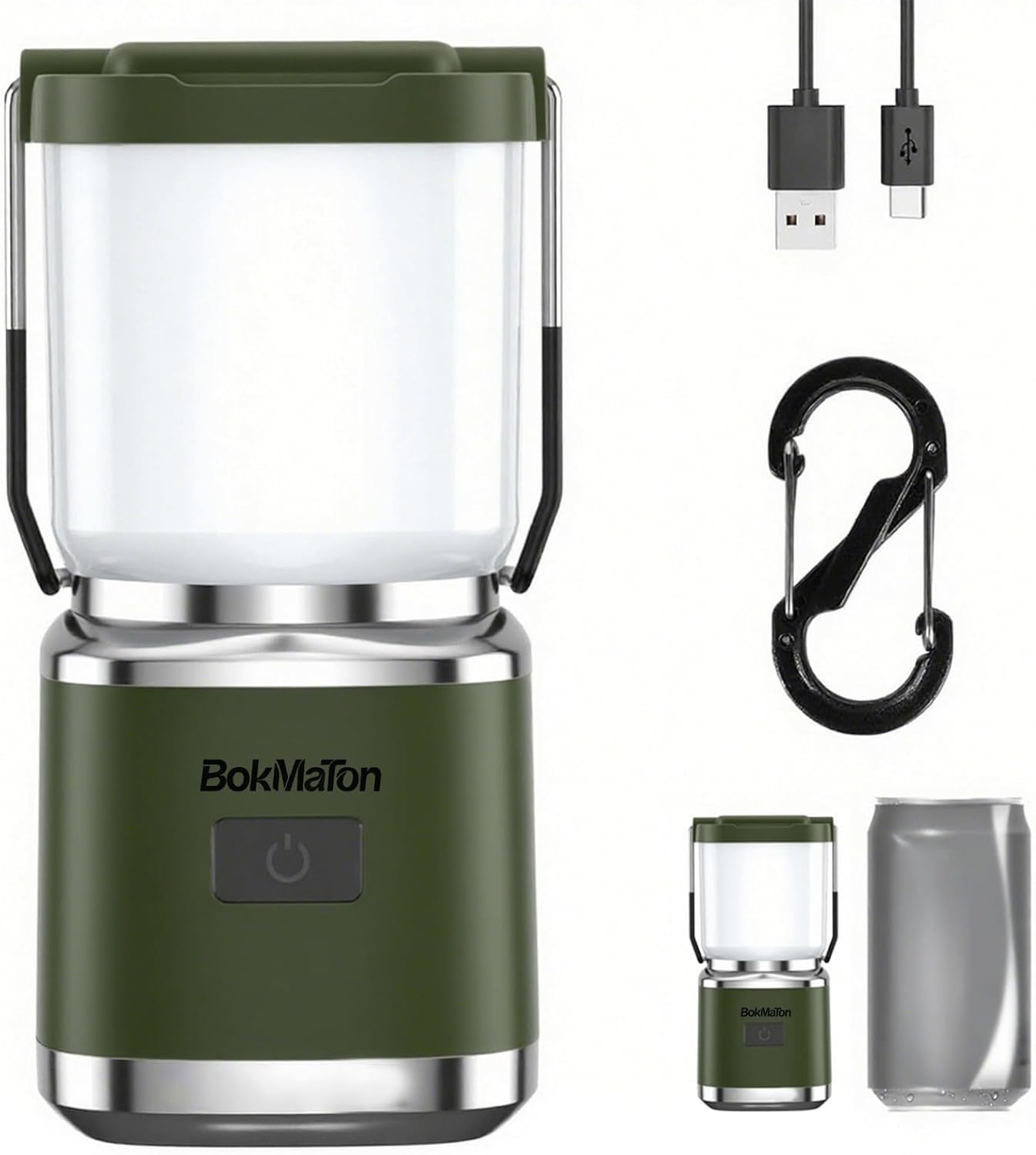 Bokmaton Portable Camping Lantern Rechargeable -4Inch, 400Lm LED Camping Lights Lantern &6Hours Runtime& Stepless Dimming, Emergency Lights for Power Outages, Waterproof Camping Lamp (Cream White)