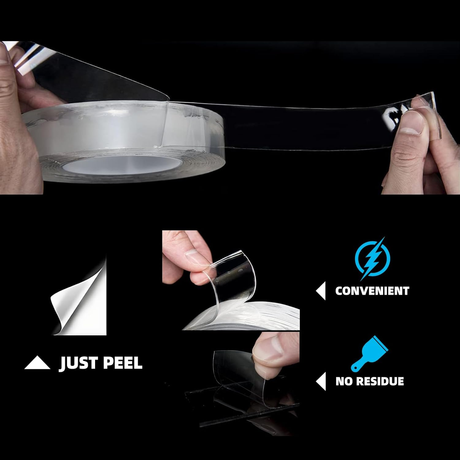 2 Pcs Nano Double Sided Tape for Photo, Mat, Craft, Mounting Tape Washable, 3 Meters image number 4