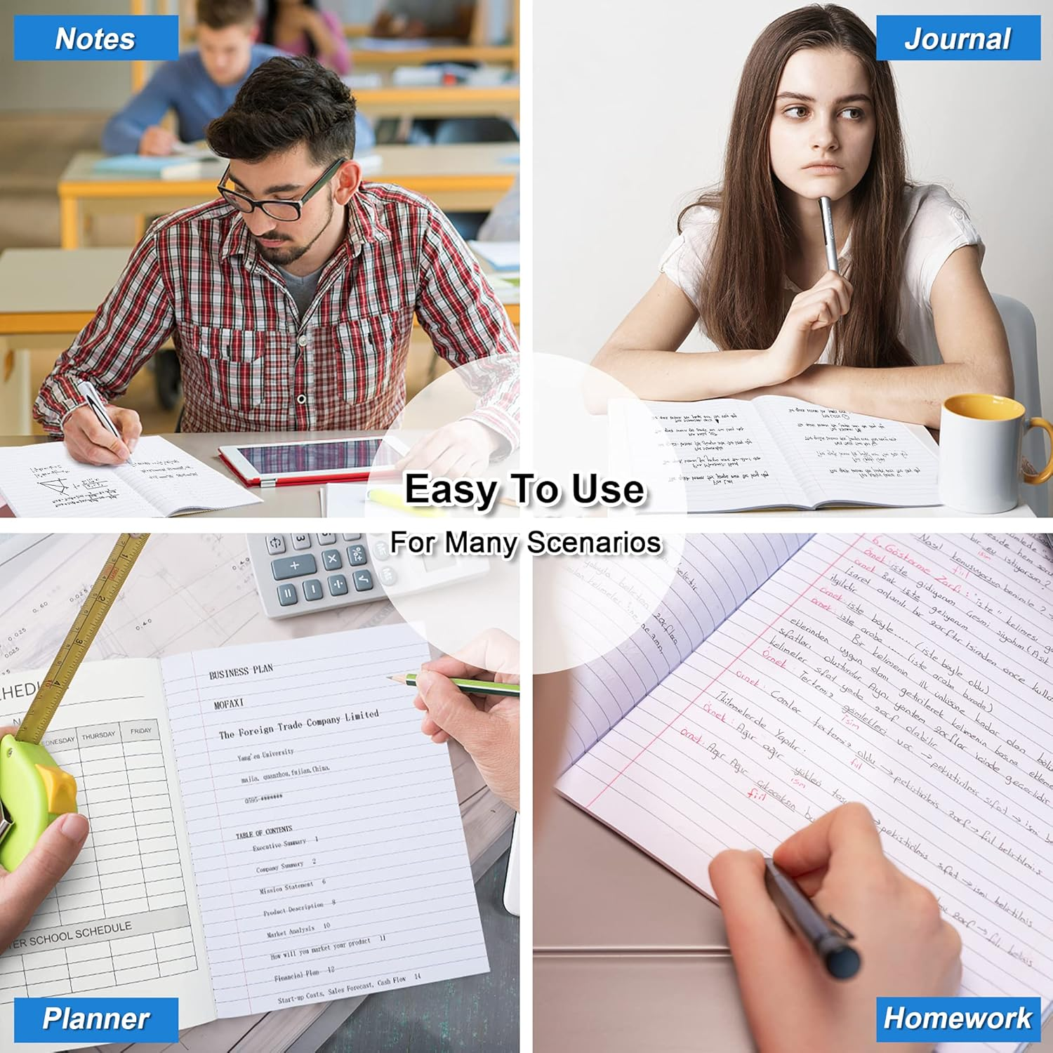 Feela Composition Notebook, 8 Pack 8 Pastel Colours Wide Ruled Composition Books Bulk, Marble Cover Notepad Lined Cute Journal Notebooks for School Supplies Notes Taking Writing, 9.75 X 7.5 In image number 1