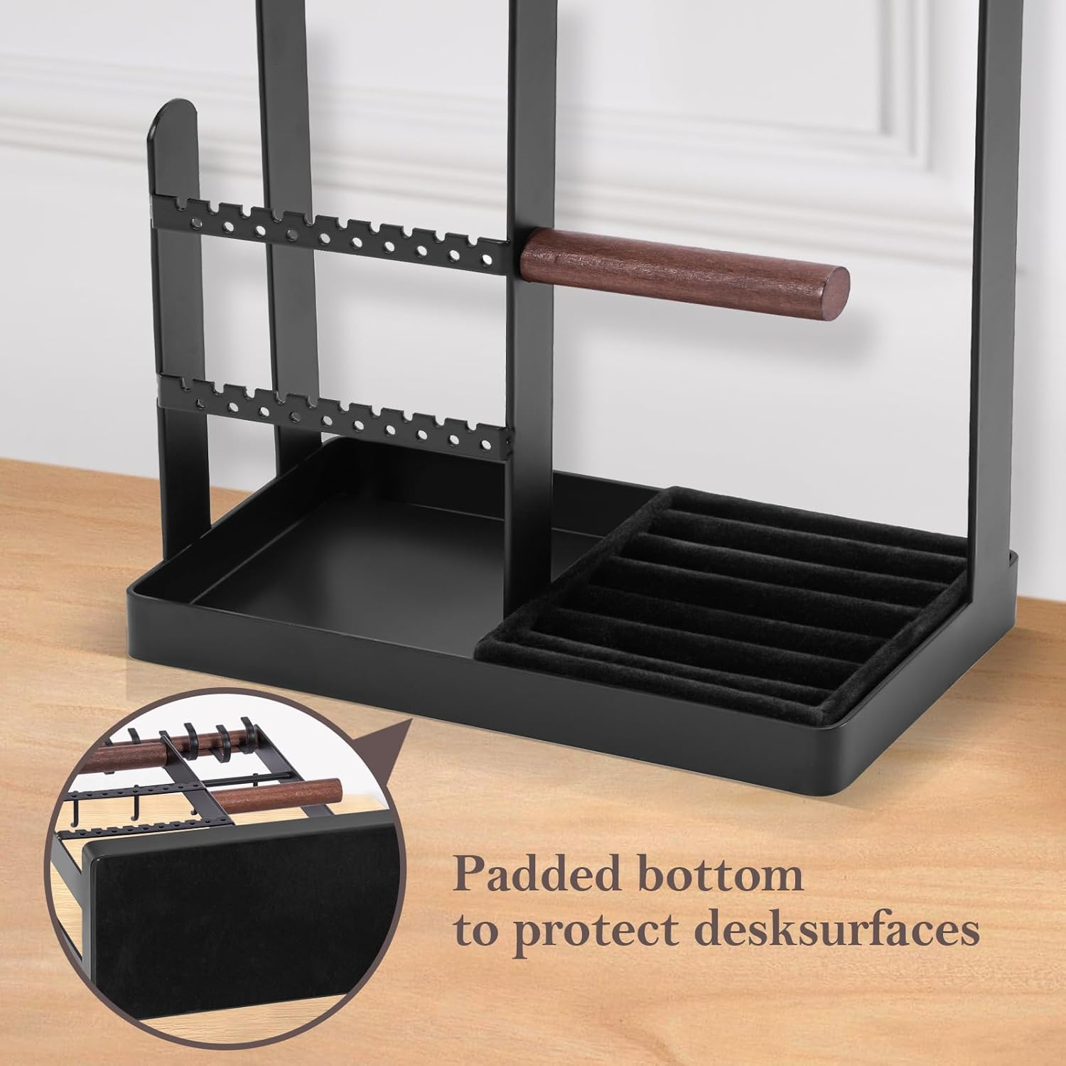 Procase Jewelry Organizer Jewelry Stand Jewelry Holder Organizer, 5-Tier Necklace Organizer with Ring Tray, Large Aesthetic Jewelry Tower Storage Rack Tree for Bracelets Earrings Rings -Large, Black image number 6