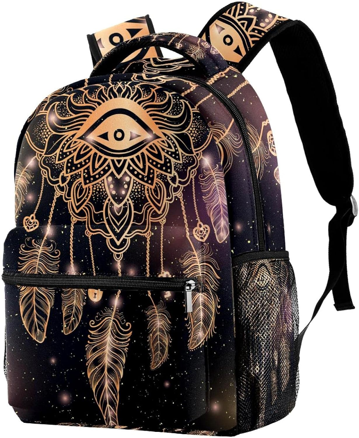 Native American Filigree Dreamcatcher with Magic Eye and Feathers Backpack Students Shoulder Bags Travel Bag College School Tote Backpacks image number 2