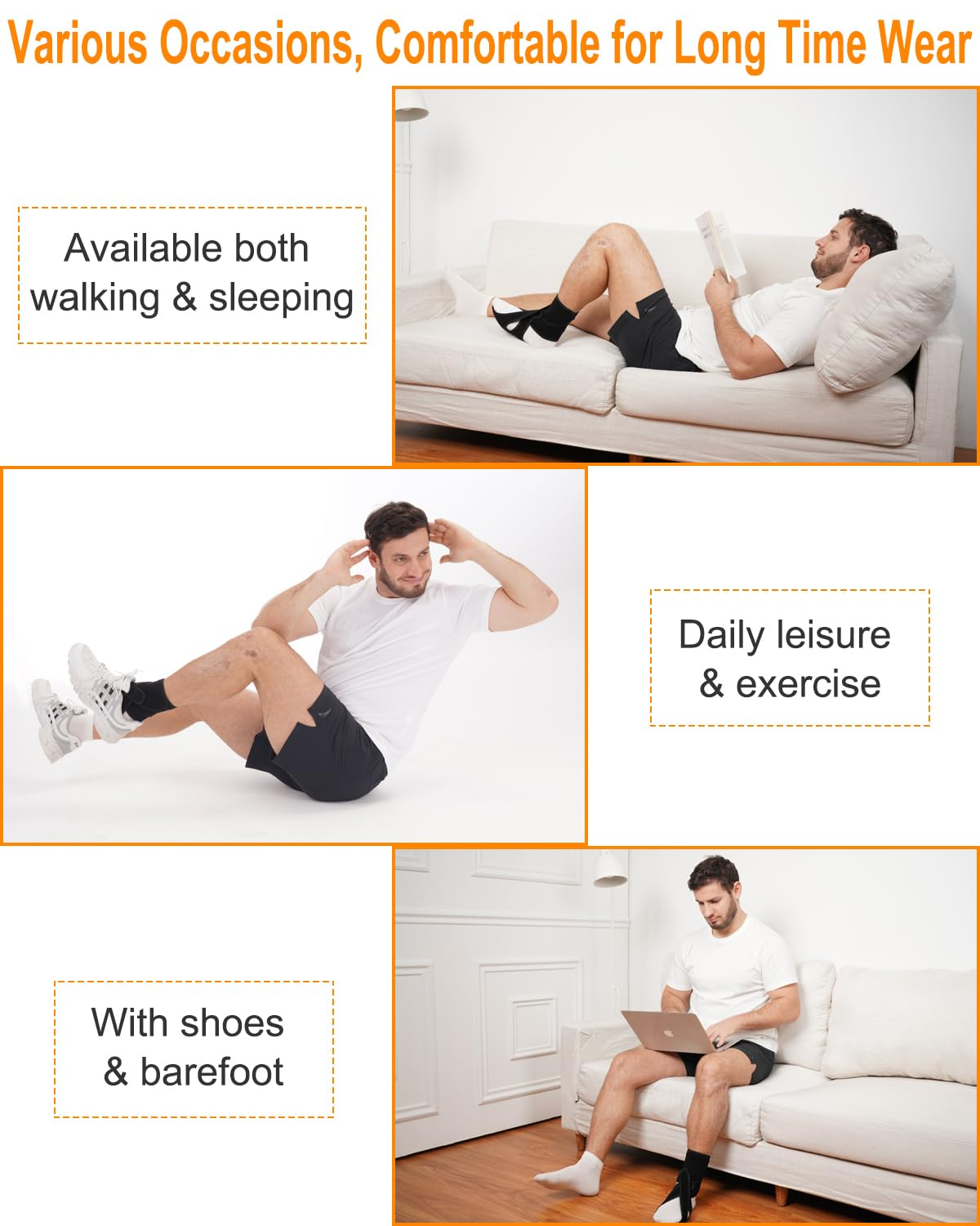 AFO Foot Drop Brace, Improve Walking Gait, Effective Relieve Pain, Adjustable Foot Orthosis Brace Support for Sleep, Plantar Fasciitis, Drop Foot Braces for Walking with Shoes (Left) image number 6