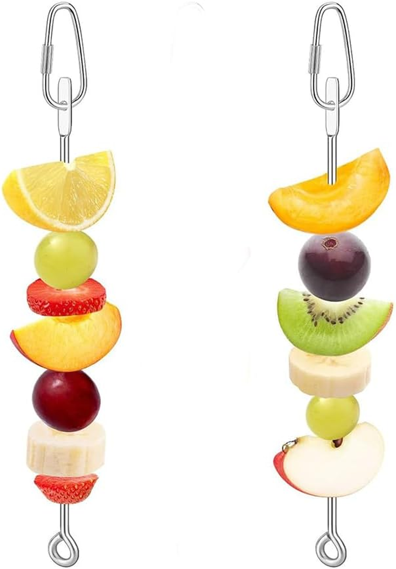 2PCS Hanging Corn Holder for Squirrels,Squirrel Feeder for Outside,Parrot Fruit Vegetable Skewer, Stainless Steel Bird Fruit Fork Food Holder for Bird Cage,Bird Feeder Foraging Toy