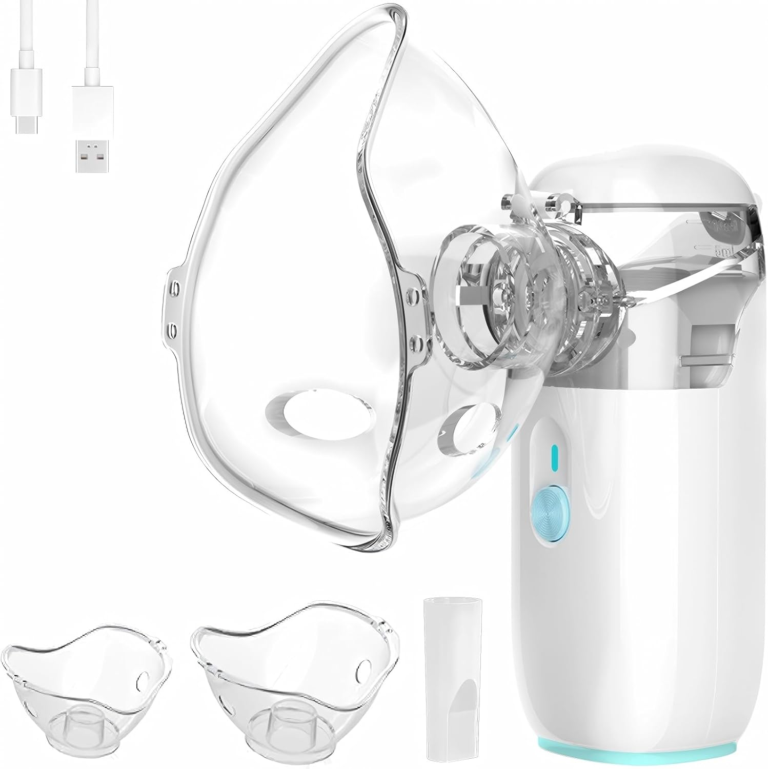 Portable Nebulizer, Mini Nebulizer Machine, Children'S Atomizer, Handheld Nebulizer for Breathing Problems, Portable Household Ultrasonic Atomizer Medical Grade, Nebulizer for Travel and Household Use (Light Green)