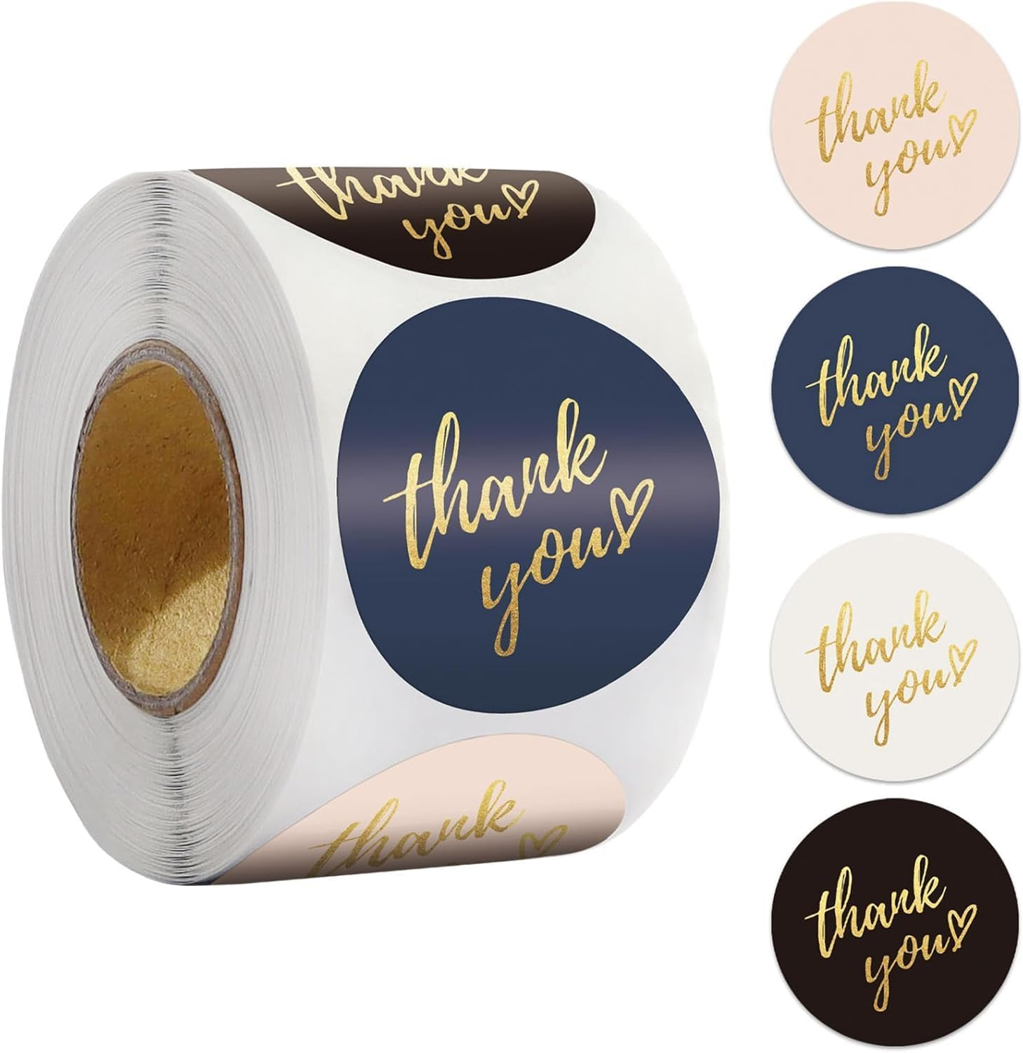 Thank You Stickers Labels, 500 Pieces Golden Olive Color Thank You Stickers for Small Business Adhesive Sticker Labels, Roll Thank You Sticker for Envelopes, Packing Bags, Gift Bags