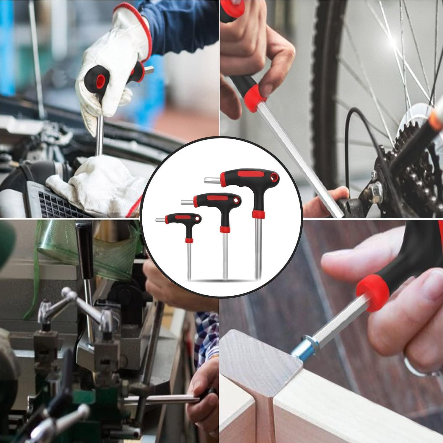 KEWAYO 3 PCS T-Handle Allen Wrench Set 4Mm、 5Mm 、6Mm Bike Allen Hex Key Set for Bicycle Pedal Handlebar Disc Brake Mount Repair image number 6