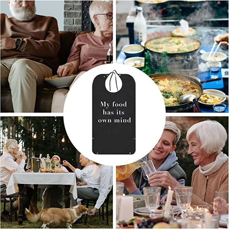 Adult Bibs with Crumb Bib Adjustable Eating Clothing Protectors (Black, 1 PC) image number 1