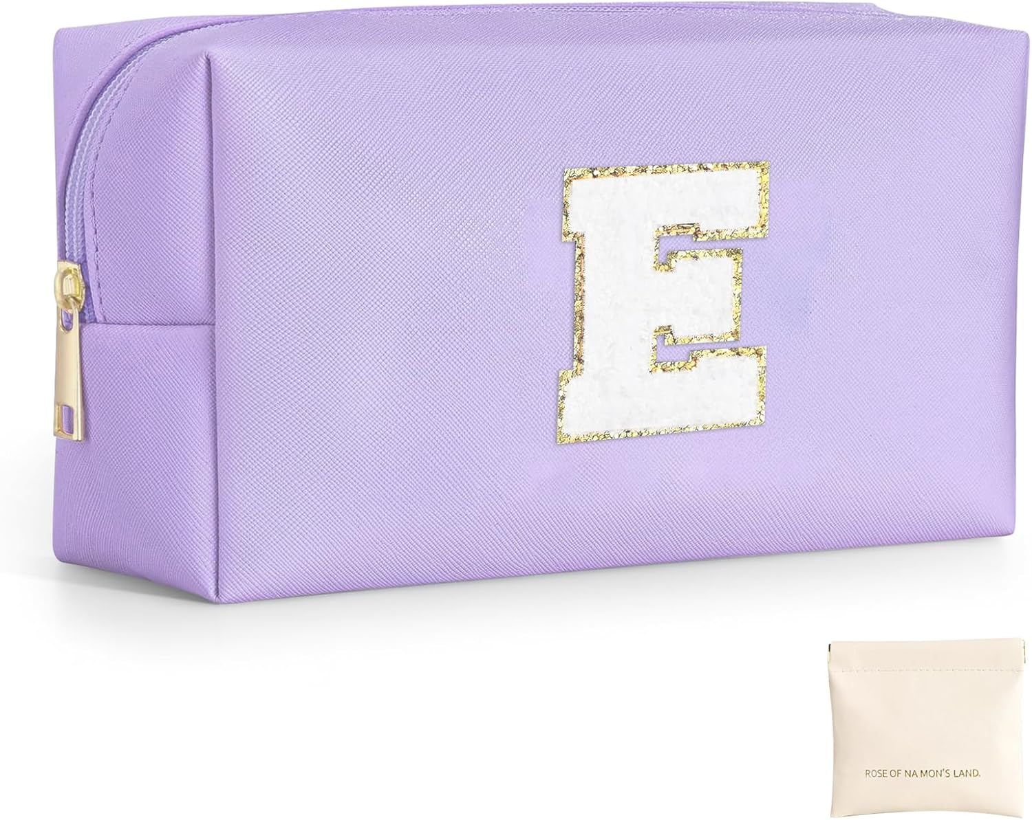 LIAN Initial Makeup Bag Personalized Cosmetic Bags Cute Makeup Pouch Waterproof PU Small Travel Toiletry Bags for Women Preppy Things for Girls (Pink-A)