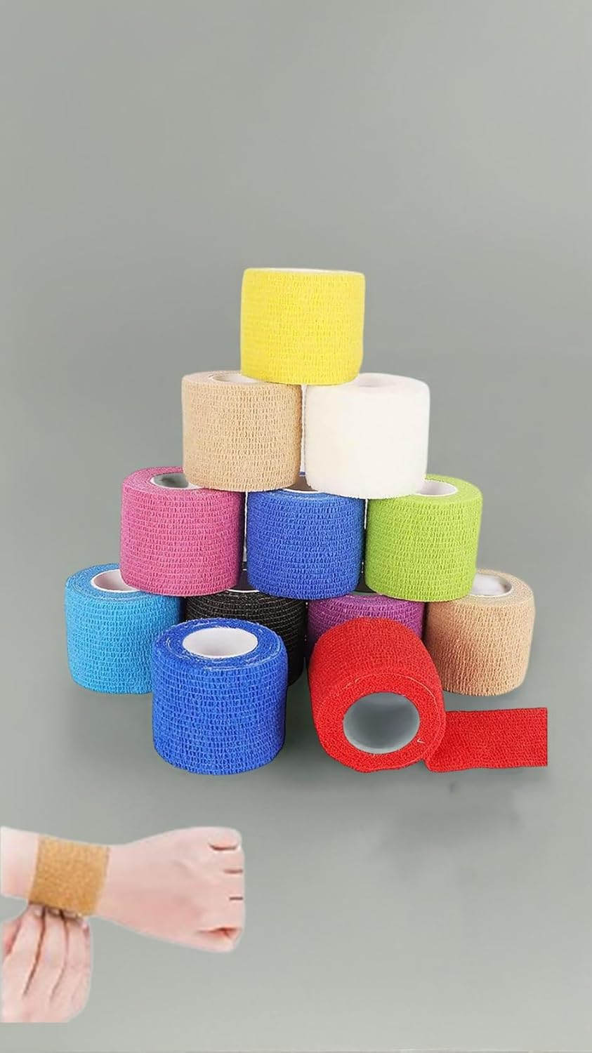 Honwor 12 Rolls Self-Adherent Cohesive Bandage Wrap for S & Sports - Elastic, Water-Resistant, Breathable for Wrist, Ankle Support & Recovery (10 Colors) image number 4