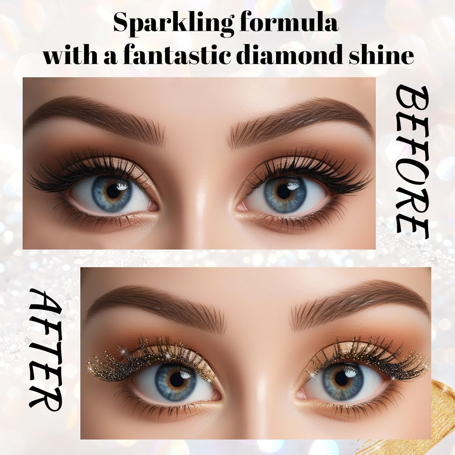 DAGEDA Silver Glitter Mascara, Quick-Dry Diamond Sparkly Mascara for Eyelashes, Long Lasting Curling Volumizing Mascara Makeup, Lightweight Colored Mascara Makeup Suitable for Party,Stage,Festival image number 6