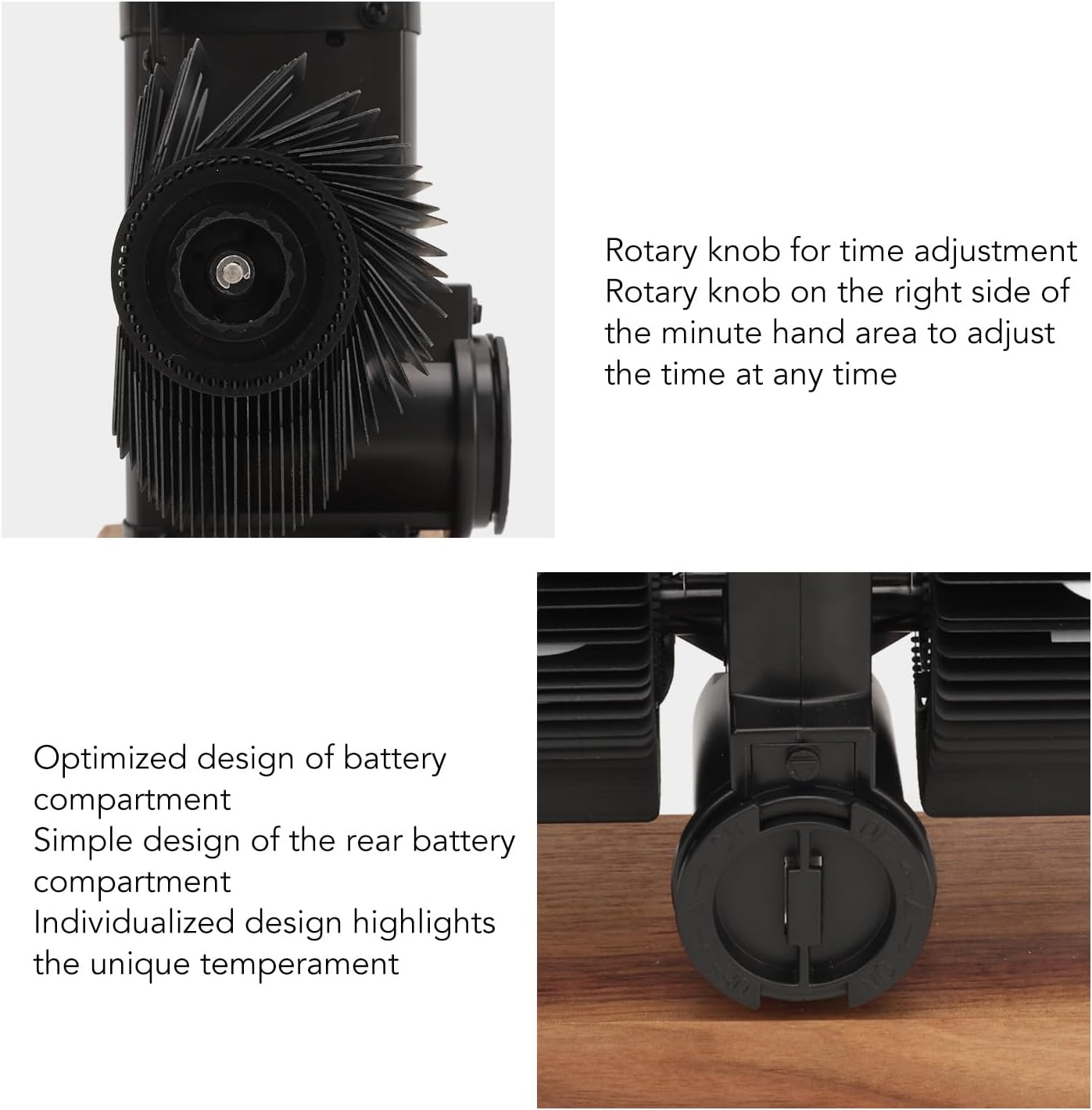 Retro Digital Flip down Clock, Battery Operated Auto Flip Clock, Digital Desk Table Page down Clock with Knob Adjustment, for Home Room Office Decoration (Black) image number 6