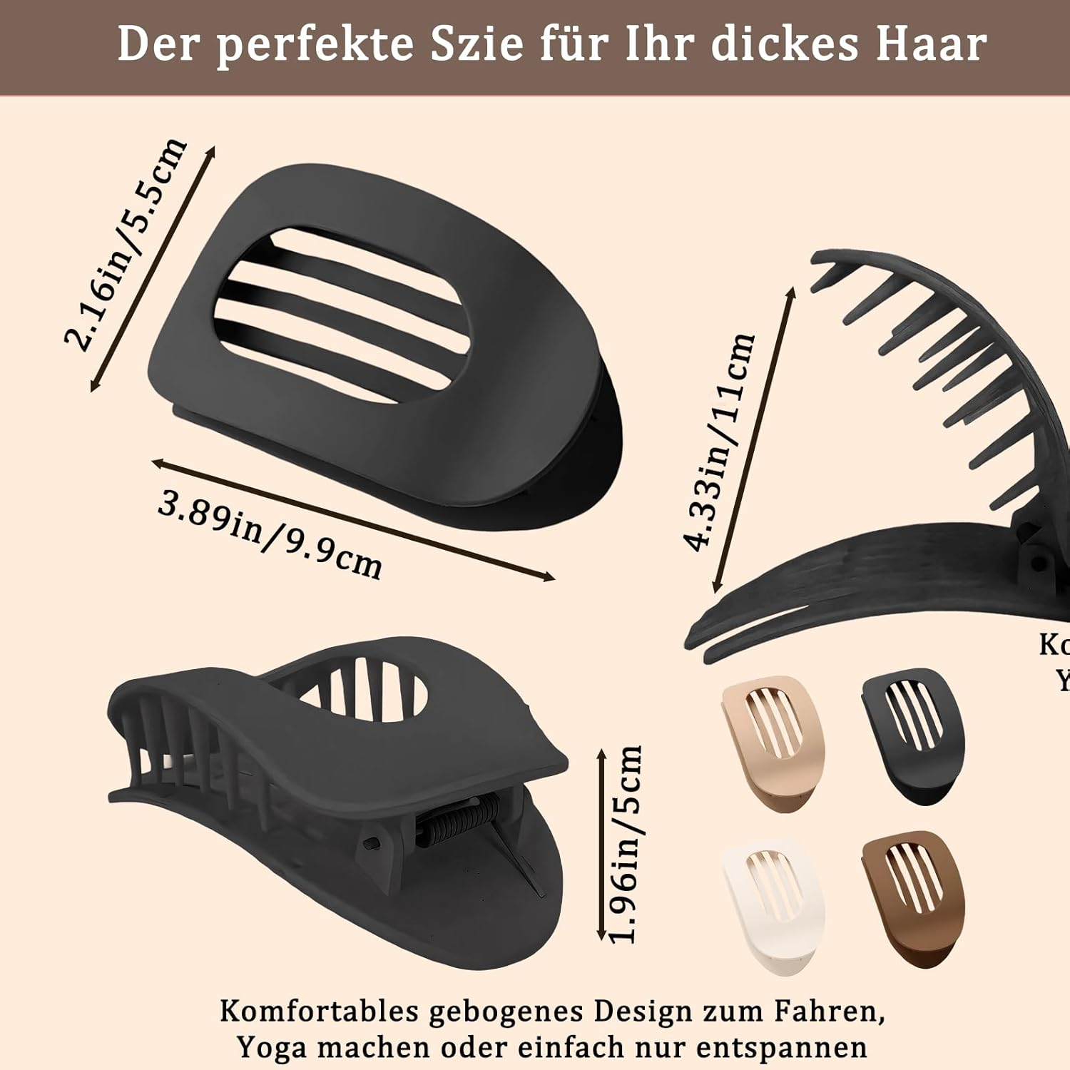 Duck Beak Hair Clips Women'S Pack of 4 Flat Hair Clips Made of High-Quality Resin, 11.9 X 5.1 Cm, Ideal for Daily Use and Special Occasions image number 2